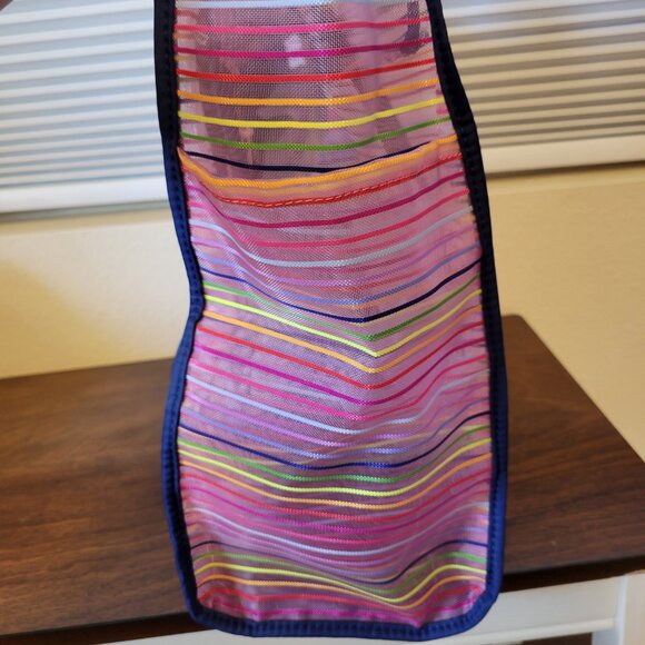 NWT Wildfox Tote Bag Navy Blue with Multicolored Stripes - Picture 4 of 7